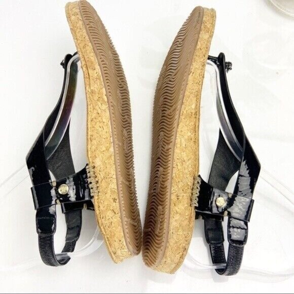 Tommy Bahama Women's Tanna Sandal Size 6 Thong Flat Black Patent Slingback Shoe - Picture 9 of 10